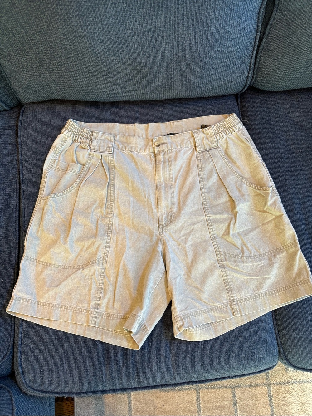 Vintage Casual Beige Utility Shorts